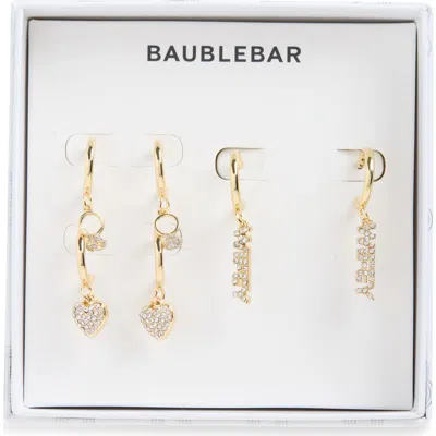Baublebar Wifey Material Set Of 2 Huggie Hoop Earrings In Gold