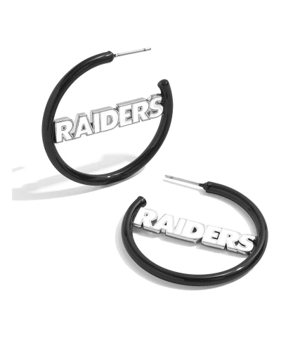 Baublebar Women's  Las Vegas Raiders Enamel Hoop Earrings In Black