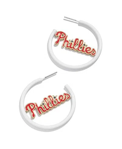 Baublebar Women's  Philadelphia Phillies Enamel Hoop Earrings In Red,white