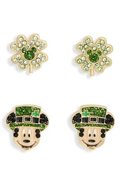 Baublebar X Disney® Saint Patrick's Day Set Of 2 Mickey Mouse Stud Earrings In Green