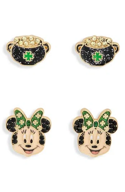 Baublebar X Disney® Saint Patrick's Day Set Of 2 Minnie Mouse Stud Earrings In Gold