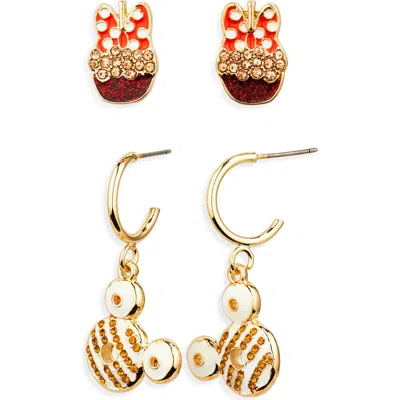 Baublebar X Disney® Set Of 2 Mickey & Minnie Mouse Fall Harvest Stud & Hoop Earrings In Multi