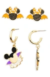 Baublebar X Disney® Set Of 2 Mickey & Minnie Mouse Vampire Stud & Hoop Earrings In Multi