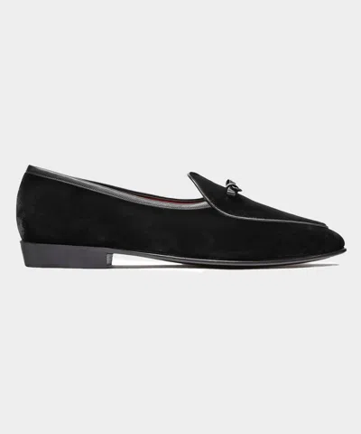 Baudoin & Lange Sagan Velvet Bow Loafer In Black