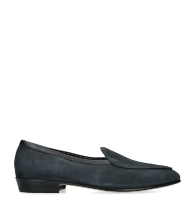 Baudoin & Lange Suede Sagan Classic Loafers In Blue