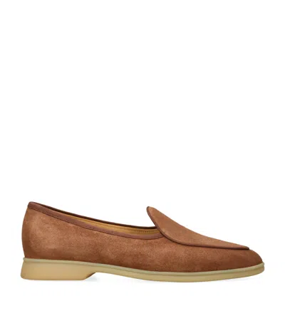 Baudoin & Lange Suede Stride Loafers In Brown