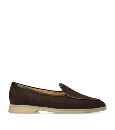 Baudoin & Lange Suede Stride Loafers In Brown