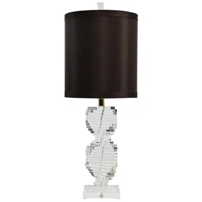 Pre-owned Bauer Lamp Company Modern To Postmodern Helix Spiral Stacked Lucite Bauer Co Table Lamp W Shade In Black