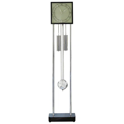 Pre-owned Bauhaus '' Chrome Art Deco Longcase Clock In Gray