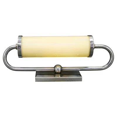 Pre-owned Bauhaus Czech Art Deco Chrome And Champagne Glass Wall Light, 1930s In Sand