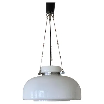 Pre-owned Bauhaus Large Midcentury  Opaline Glass Pendant, Lantern, Germany, 1940-1949 In Transparent