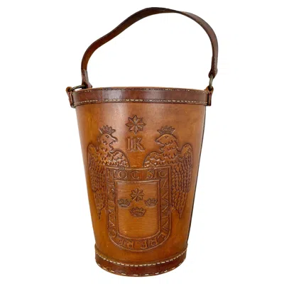 Pre-owned Bauhaus Lovely Real Brown Leather Paper Bin Basket Auböck Style, Germany 1950s