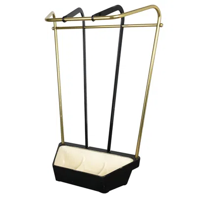 Pre-owned Bauhaus Original Midcentury Metal Brass Umbrella Stand, Germany, 1950s In Sand