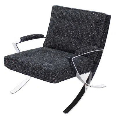 Pre-owned Bauhaus Scissor X-base Chrome Lounge Chair With New Upholstery In Black