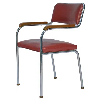 Pre-owned Bauhaus Set Of 8  Style Armchairs, Chromed Metal & Wood, Circa 1920 In Brown