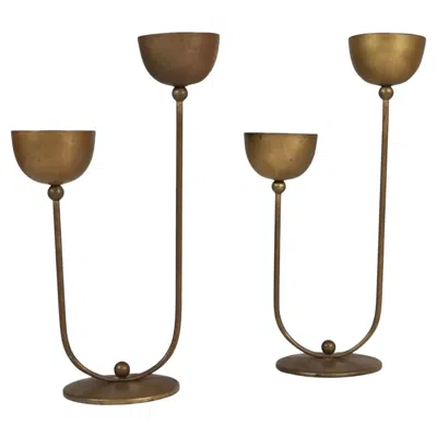 Pre-owned Bauhaus Style Candlesticks In Brown