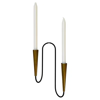Pre-owned Bauhaus Vintage Black Metal And Brass Candle Holder,  Style, 1940s