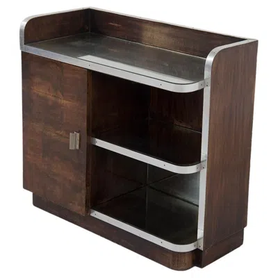 Pre-owned Bauhaus -style Sideboard, Wood And Iron With Glass Shelves, Italy, 1920 In Brown