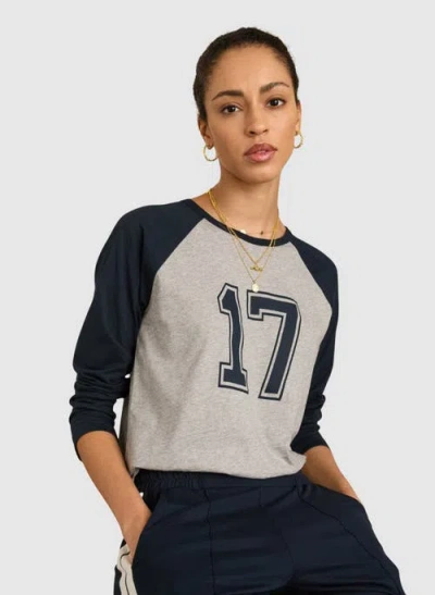 Baukjen Aaron Organic Cotton Contrast Sleeve Top In Blue