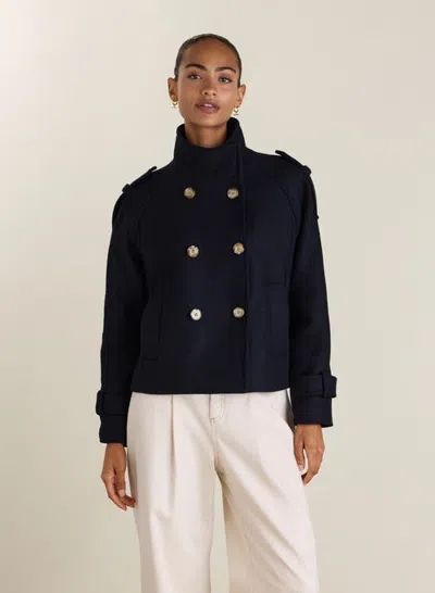 Baukjen Ally Wool Blend Short Trench Coat In Multi