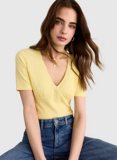 Baukjen Antoinette Pretty Rib V-neck Top In White