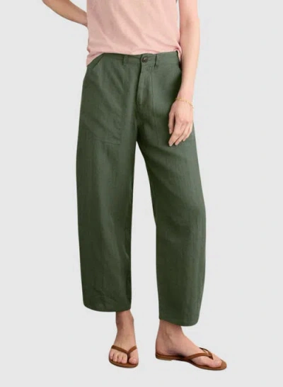 Baukjen Brett Linen Barrel Leg Trousers In Green