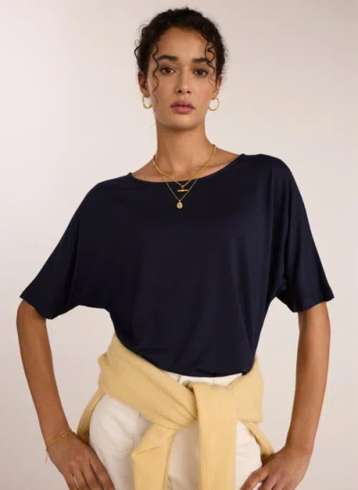 Baukjen Carrie Relaxed Boat Neck Tee In Blue