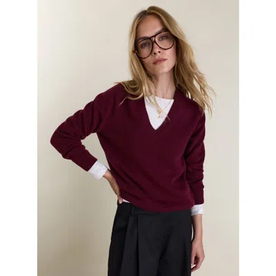 Baukjen Dara V-neck Knit Jumper In Burgundy