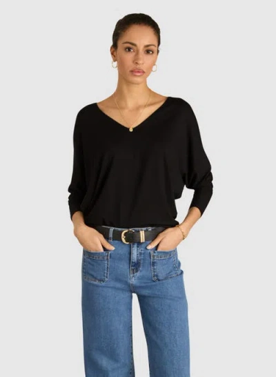 Baukjen Ella Batwing Sleeve V-neck Top In Blue