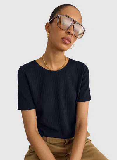 Baukjen Gabriella Ribbed T-shirt In Blue
