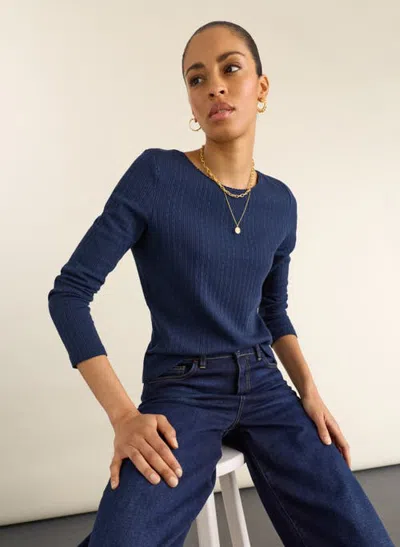 Baukjen Maeva Ribbed Long Sleeve Top In Blue