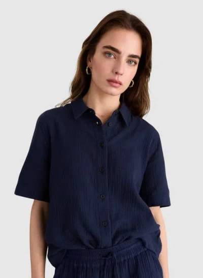 Baukjen Mahalia Relaxed Cheesecloth Shirt In Blue