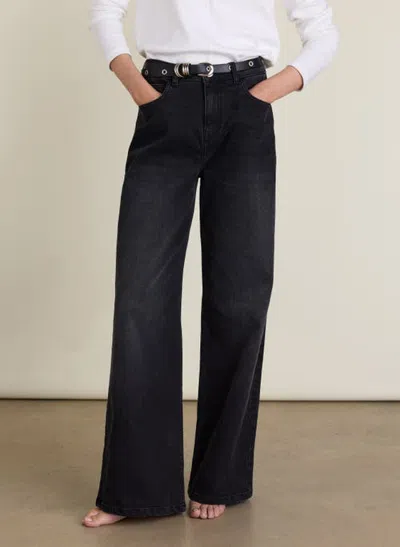 Baukjen Marta Wide Leg High Waist Jeans In Black