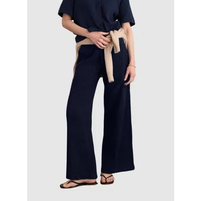 Baukjen Melrose Textured Wide Leg Trousers In Blue
