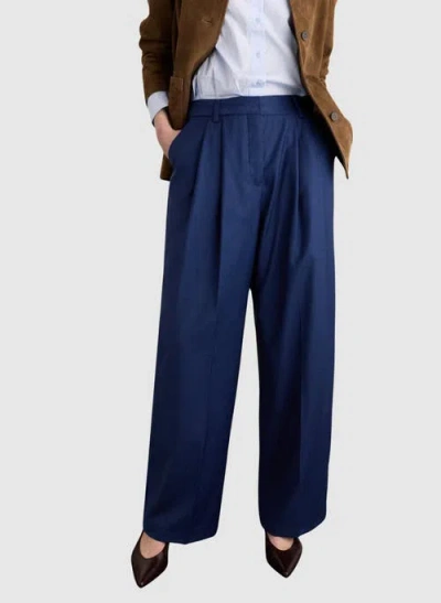 Baukjen Mika Cool Wool Wide Leg Trousers In Blue