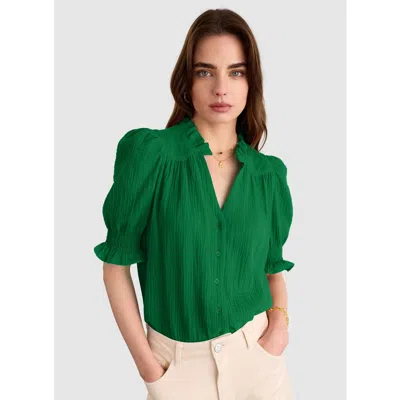 Baukjen Nolan Organic Cheesecloth Blouse In Green