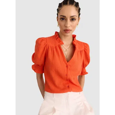 Baukjen Nolan Organic Cheesecloth Blouse In Orange