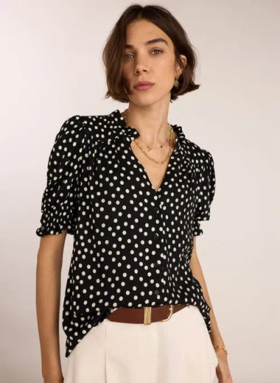 Baukjen Nolan Polka Dot V-neck Blouse In Black