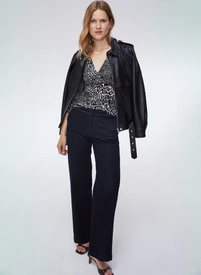 Baukjen Raya V-neck Wrap Top In Black Texture Spot