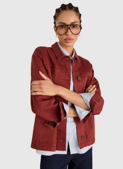 Baukjen Rowan Denim Utility Jacket In Burgundy