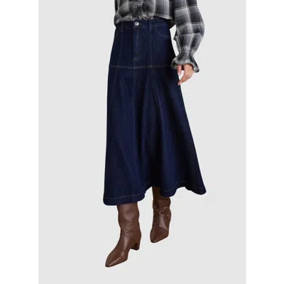 Baukjen Viola A-line Denim Midi Skirt In Blue