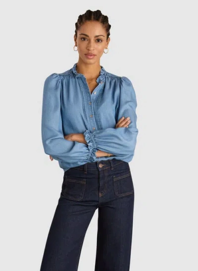 Baukjen Zoe Frill Neck Blouse In Blue