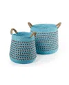 Baum 2 Piece Round Reverse Taper Raffia And Sea Grass With Ear Handles In Natural