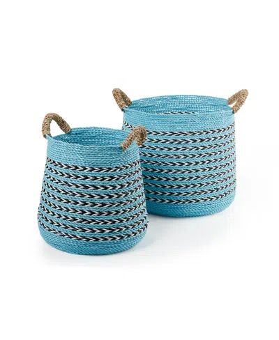 Baum 2 Piece Round Reverse Taper Raffia And Sea Grass With Ear Handles In Natural