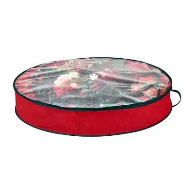 Baum Christmas 36 Inch Wreath Storage Bag In Red