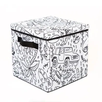 Baum Fabric Decorative Bin In Black,white