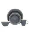 Baum Feaston 16 Pc. Dinnerware Set, Service For 4 In Grey