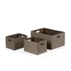 Baum Home Outfitters S/3 Faux Linen Covered Cardboard Rect Storage Bins