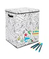 Baum Kid's Coloring Under Sea Print Hamper With Lid And 4 Washable Markers Set In Under Sea Print