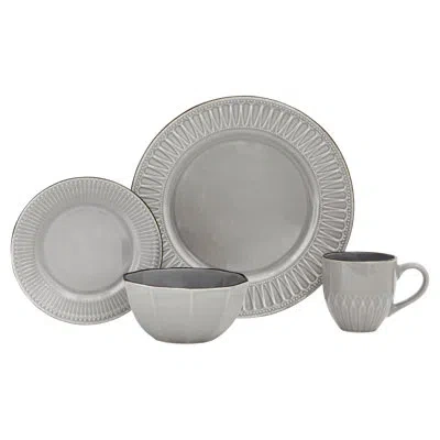 Baum Kinglet Ivory 16 Piece Dinnerware Set, Service For 4 In Gray